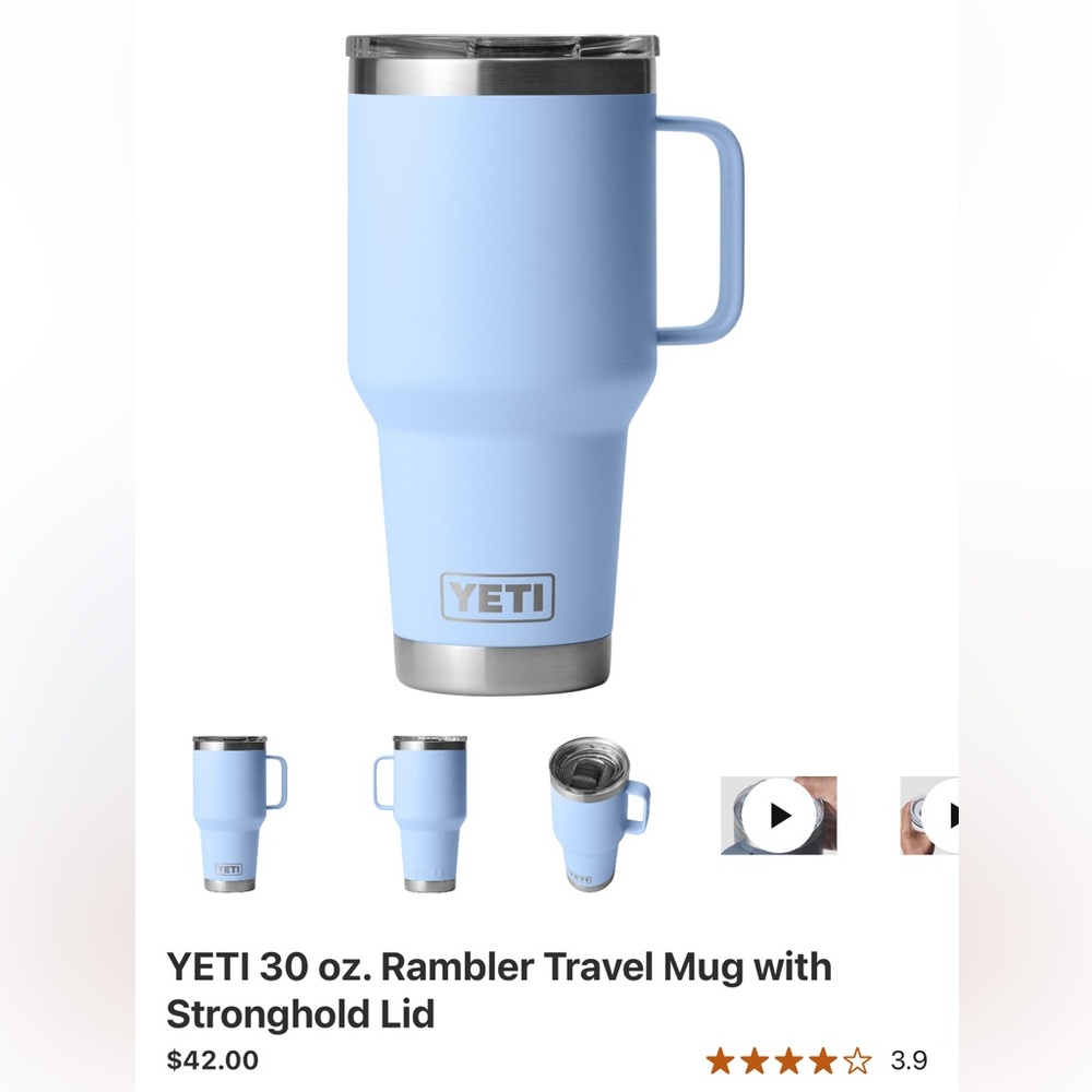 NWT • YETI Big Sky Blue Rambler Mug with Stronghold Lid